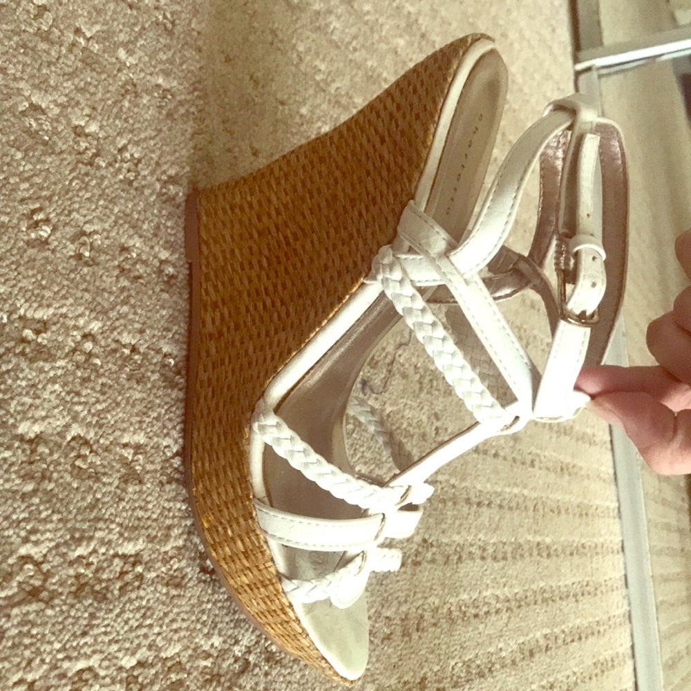 Charlotte Russe White Wedges -gently used